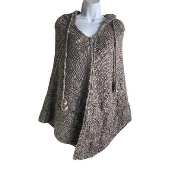 Loft Women Poncho Sweater XS/S‎ Hooded Open Knit Warm Cozy Boho Hippie Cowgirl - Picture 1 of 13
